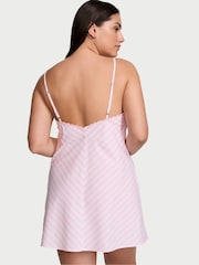 Victoria's Secret Pretty Blossom Pink Stripe Cotton Eyelit Slip Dress - Image 2 of 3