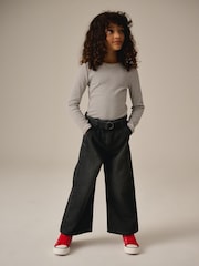 Charcoal Grey 100% Cotton Wide Leg Jeans With Belt (3-16yrs) - Image 3 of 12