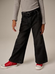Charcoal Grey 100% Cotton Wide Leg Jeans With Belt (3-16yrs) - Image 4 of 12