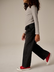 Charcoal Grey 100% Cotton Wide Leg Jeans With Belt (3-16yrs) - Image 5 of 12