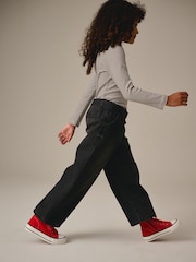 Charcoal Grey 100% Cotton Wide Leg Jeans With Belt (3-16yrs) - Image 8 of 12