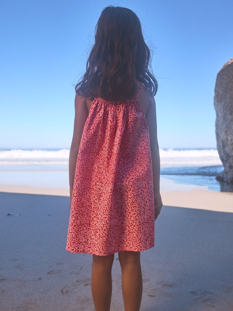 Red Ditsy 100% Cotton Strappy Sundress (3-16yrs) - Image 2 of 7