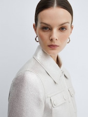 Mango Silver Metallic Jacket With Pockets - Image 5 of 7
