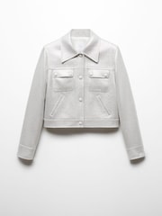 Mango Silver Metallic Jacket With Pockets - Image 6 of 7