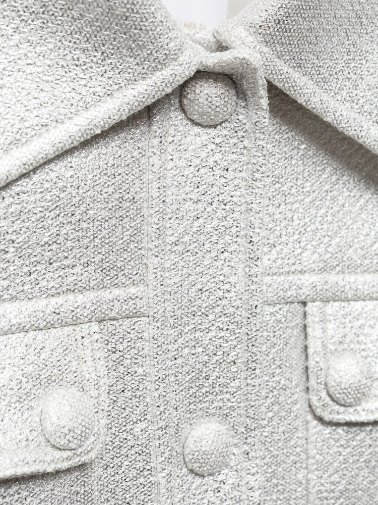 Mango Silver Metallic Jacket With Pockets - Image 7 of 7