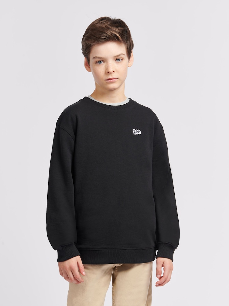 Lee Black Boys 100% Cotton Badge Sweatshirt - Image 6 of 6