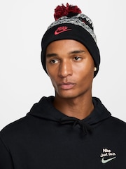 Nike Black Peak Fair Isle Pattern Beanie - Image 1 of 4