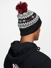 Nike Black Peak Fair Isle Pattern Beanie - Image 2 of 4