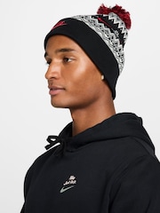 Nike Black Peak Fair Isle Pattern Beanie - Image 3 of 4