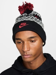 Nike Black Peak Fair Isle Pattern Beanie - Image 4 of 4