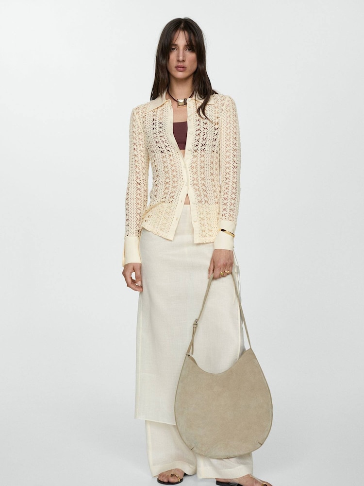 Mango Cream Crochet Shirt - Image 2 of 4 Mango Cream Crochet Shirt - Image 2 of 4