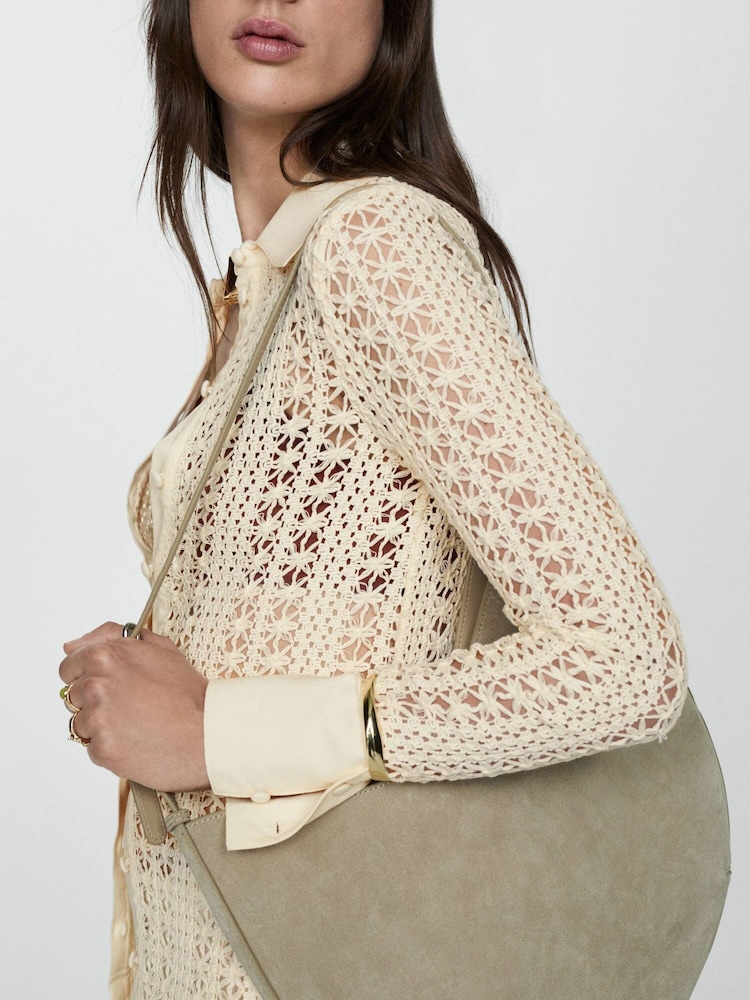 Mango Cream Crochet Shirt - Image 4 of 4 Mango Cream Crochet Shirt - Image 4 of 4