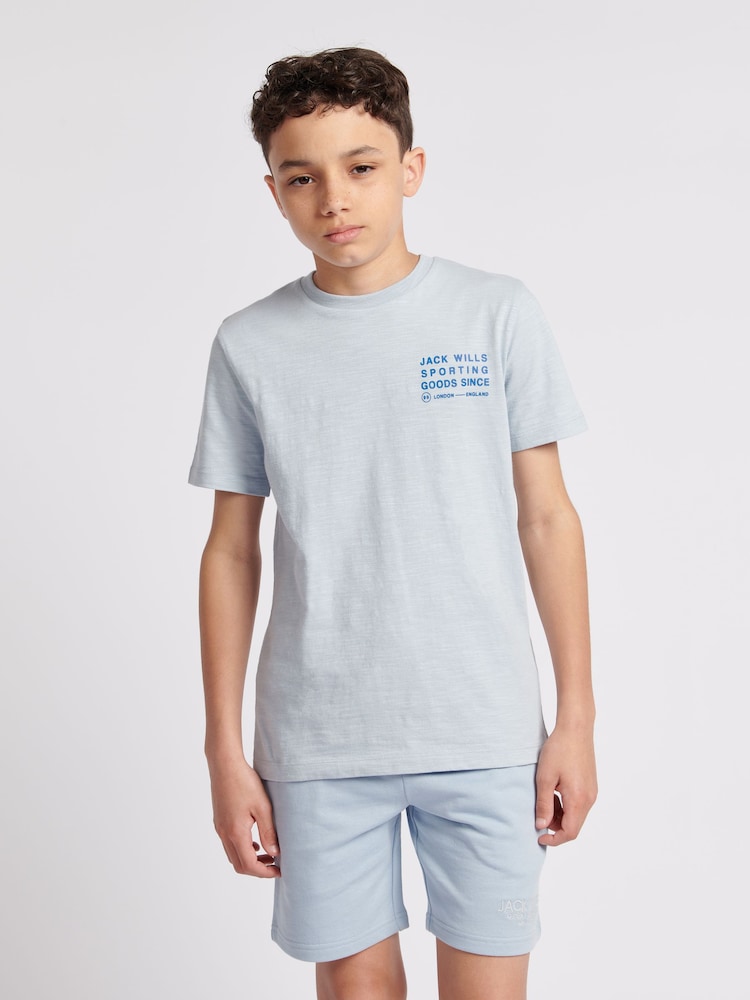 Jack Wills Blue Boys Loopback 100% Cotton Shorts - Image 1 of 7