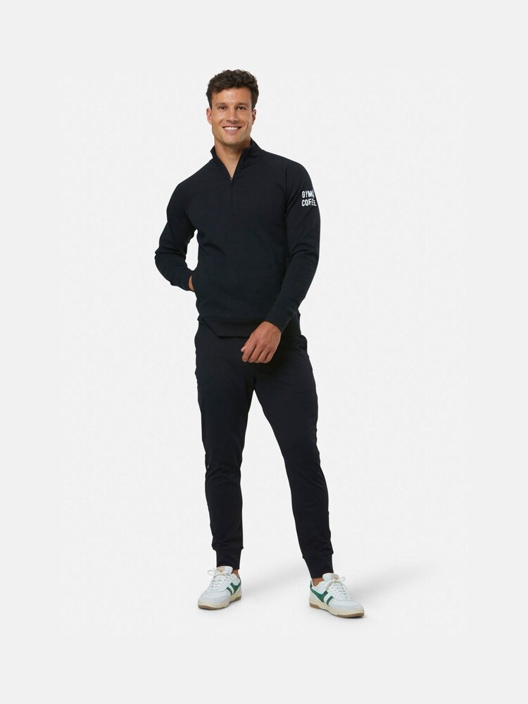 Gym + Coffee Black Mens Chill Quarter Zip Sweatshirt - Image 1 of 6