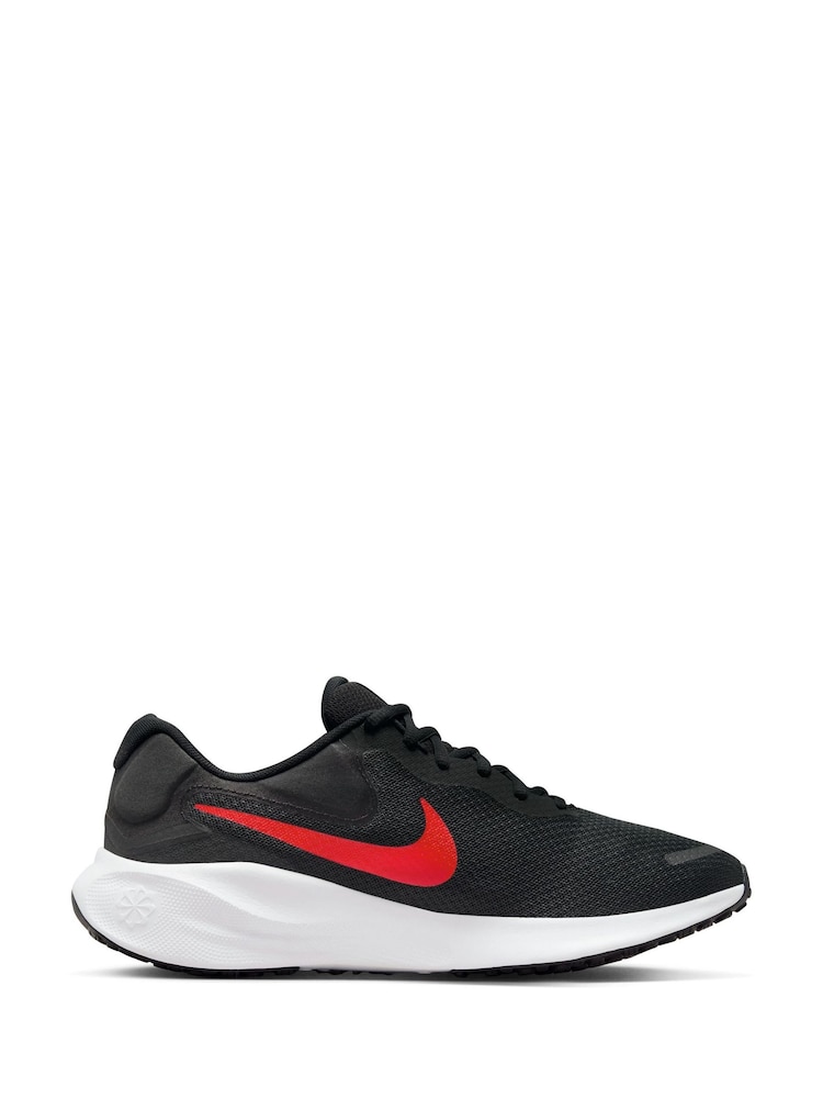 Nike Black/Red Revolution 7 Road Running Trainers - Image 3 of 11