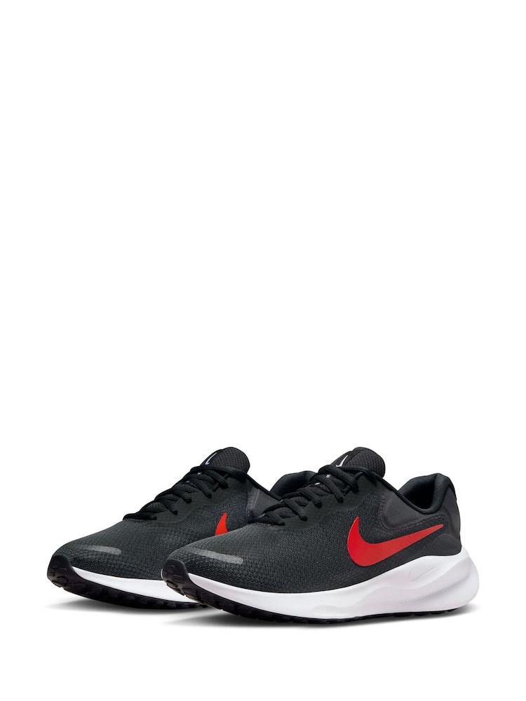 Nike Black/Red Revolution 7 Road Running Trainers - Image 5 of 11
