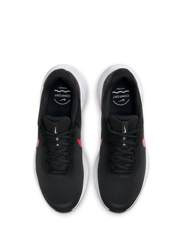 Nike Black/Red Revolution 7 Road Running Trainers - Image 9 of 11