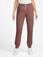 Nike Burgundy Red Phoenix Fleece Mid-Rise Logo Joggers - Image 1 of 3