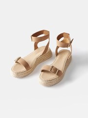 Mint Velvet Cream Tan Suede Espadrille Sandals - Image 4 of 6