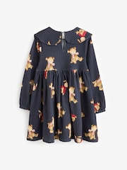 Navy Bear Long Sleeve Collared 100% Cotton Dress (3mths-7yrs) - Image 6 of 8