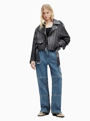 AllSaints Black Dayle Biker Jacket - Image 3 of 8