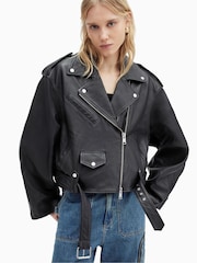 AllSaints Black Dayle Biker Jacket - Image 5 of 8