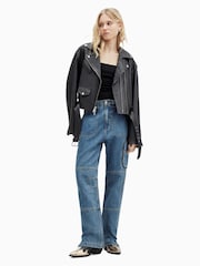 AllSaints Black Dayle Biker Jacket - Image 6 of 8
