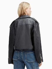 AllSaints Black Dayle Biker Jacket - Image 7 of 8