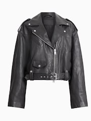 AllSaints Black Dayle Biker Jacket - Image 8 of 8