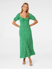 Forever New Green Stevie Puff Sleeves Midi Dress - Image 1 of 4