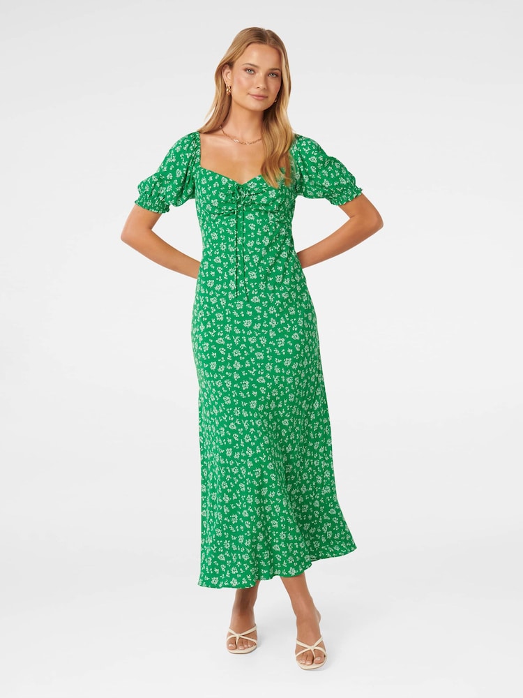 Forever New Green Stevie Puff Sleeves Midi Dress - Image 1 of 4