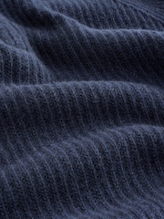 Navy Blue Regular Fit Signature 100% Italian Merino Quarter Zip Jumper - Image 7 of 8