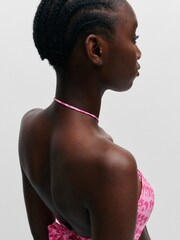 HUGO Pink Bandeau Bikini Top With Repeat Logo Print - Image 2 of 5