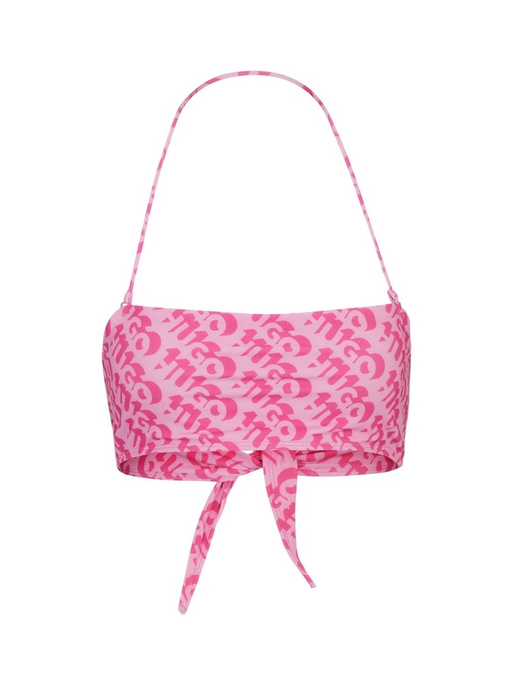 HUGO Pink Bandeau Bikini Top With Repeat Logo Print - Image 5 of 5 HUGO Pink Bandeau Bikini Top With Repeat Logo Print - Image 5 of 5