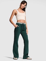 Victoria's Secret PINK Deep Forest Green Knitted Flare Fleece Joggers - Image 1 of 3