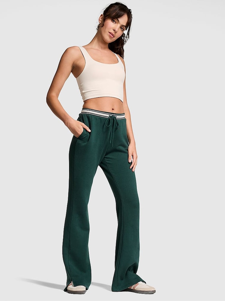 Victoria's Secret PINK Deep Forest Green Knitted Flare Fleece Joggers - Image 1 of 3