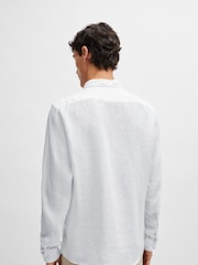 BOSS White Linen Regular Fit Shirt - Image 2 of 6