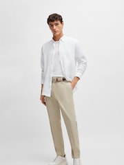 BOSS White Linen Regular Fit Shirt - Image 4 of 6