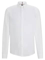 BOSS White Linen Regular Fit Shirt - Image 6 of 6