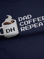 Personalised 'Dad, Coffee, Repeat' Navy T-Shirt by Stitch Style - Image 4 of 5
