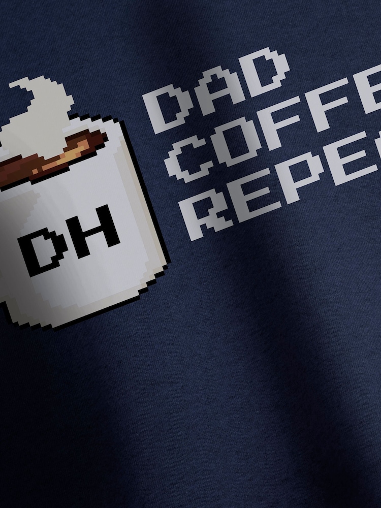 Personalised 'Dad, Coffee, Repeat' Navy T-Shirt by Stitch Style - Image 5 of 5 Personalised 'Dad, Coffee, Repeat' Navy T-Shirt by Stitch Style - Image 5 of 5