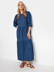Long Tall Sally Blue 100% Cotton Denim Tiered Midaxi Dress - Image 2 of 4