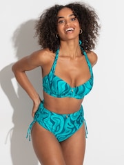Pour Moi Blue Seychelles Halter Padded Underwired Bikini Top - Image 3 of 5