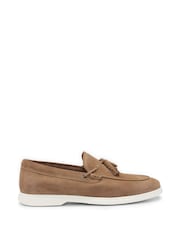BOSS Natural Suede Slip-On Loafers With Tassel Trim - Image 2 of 5