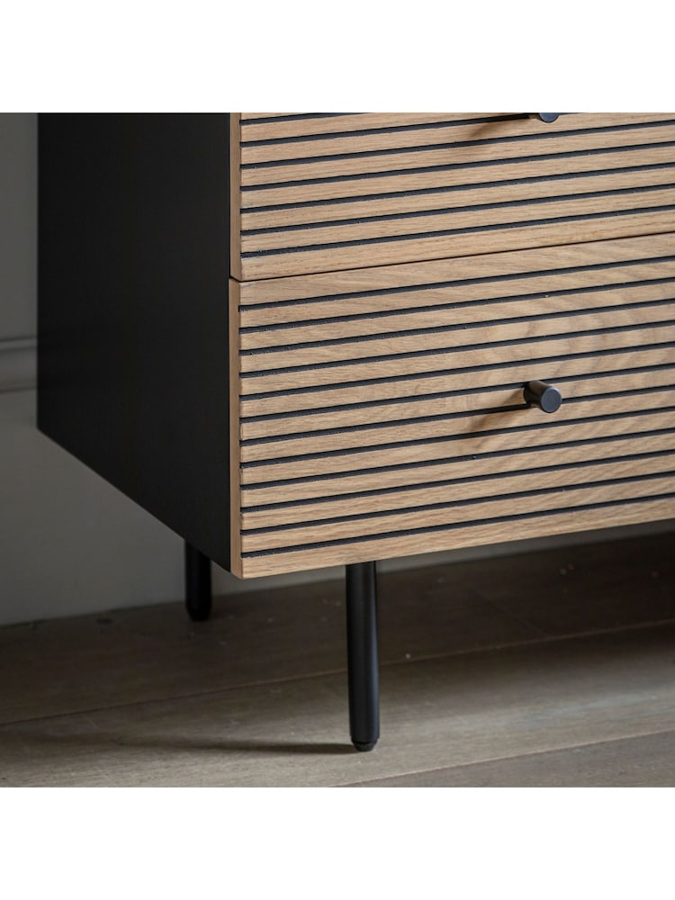 Gallery Home Black Nador Oak Style 3 Drawer Chest - Image 2 of 6