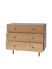 Gallery Home Black Nador Oak Style 3 Drawer Chest - Image 4 of 6
