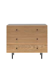 Gallery Home Black Nador Oak Style 3 Drawer Chest - Image 6 of 6