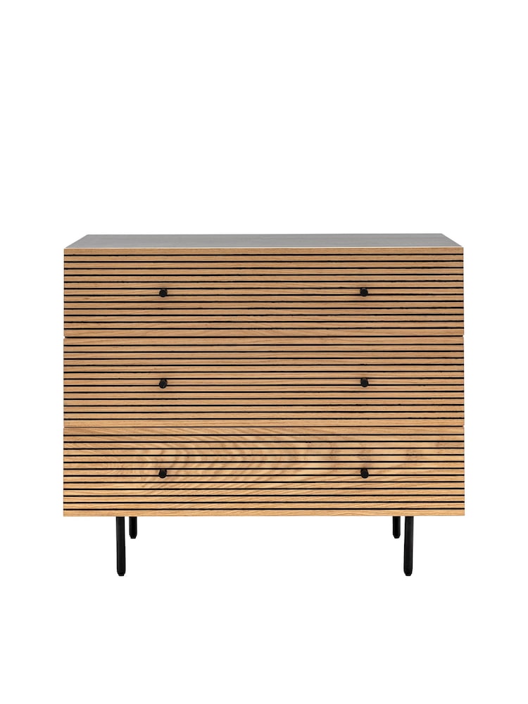 Gallery Home Black Nador Oak Style 3 Drawer Chest - Image 6 of 6