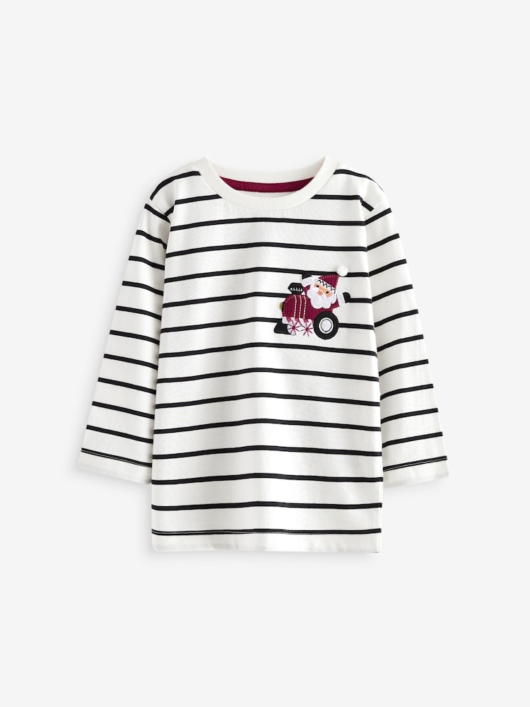 Schwarz/Ecru - Langärmeliges Weihnachts-T-Shirt aus 100 % Baumwolle (3M.–7J.) - Bild 1 von 4 Schwarz/Ecru - Langärmeliges Weihnachts-T-Shirt aus 100 % Baumwolle (3M.–7J.) - Bild 1 von 4