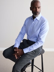 Blue Texture Slim Fit Signature 100% Cotton Canclini Textured Shirt - Image 1 of 8